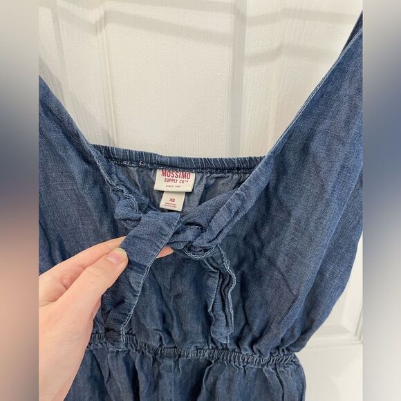 Mossimo Supply Co Denim Blue Tie Front Elastic Waist Romper Women’s Size XS - Picture 4 of 9